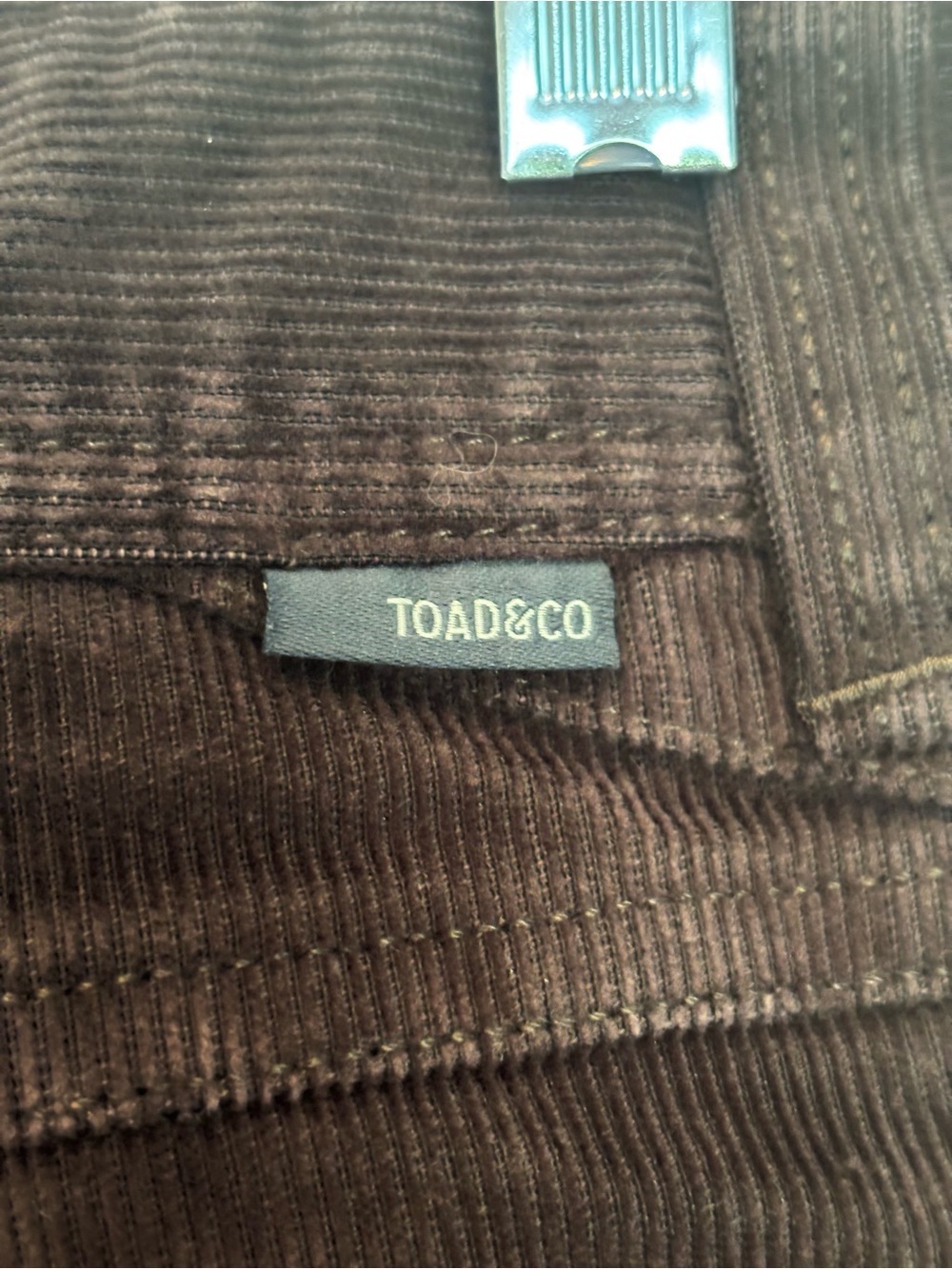 Toad&Co Jet Corduroy Lean Pants Brown Corduroy Straight Leg Stretch Size 31 - Picture 4 of 11